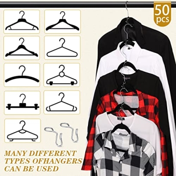 50 Durable Metal Hanger Connector Hooks for Cleared Closets