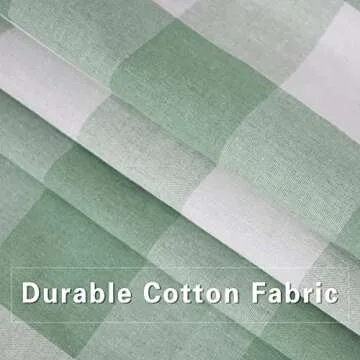 Curtains for Windows Buffalo Check Drapes Plaid Gingham Pattern Rod Pocket Cotton Curtain Panels 80 inch Length Farmhouse Kitchen Curtains 2 Panels Living Room Bedroom Basement Green White 52"x80"