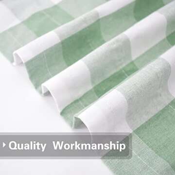 Curtains for Windows Buffalo Check Drapes Plaid Gingham Pattern Rod Pocket Cotton Curtain Panels 80 inch Length Farmhouse Kitchen Curtains 2 Panels Living Room Bedroom Basement Green White 52"x80"