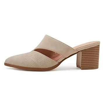 Syktkmx Women's Comfortable Chunky Heeled Mules Shoes