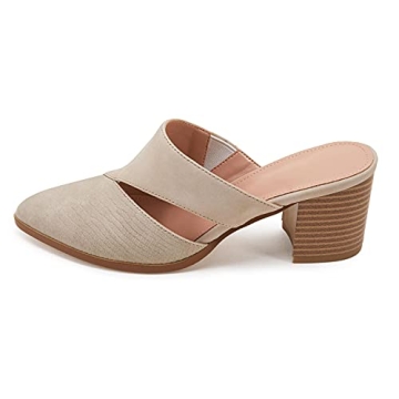 Syktkmx Women's Comfortable Chunky Heeled Mules Shoes