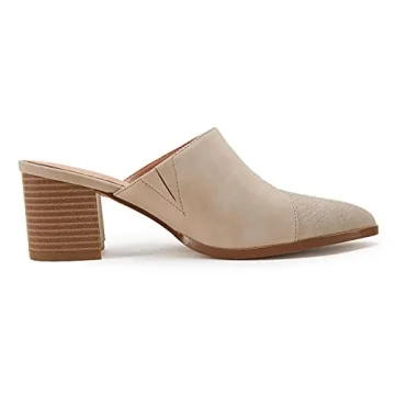 Syktkmx Women's Comfortable Chunky Heeled Mules Shoes
