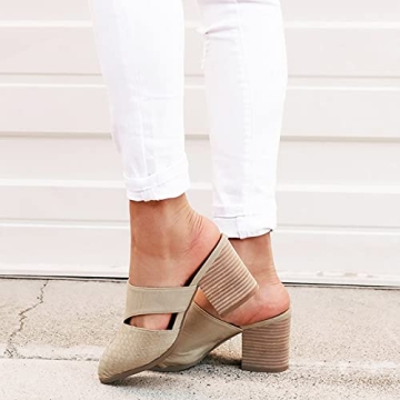 Syktkmx Women's Comfortable Chunky Heeled Mules Shoes