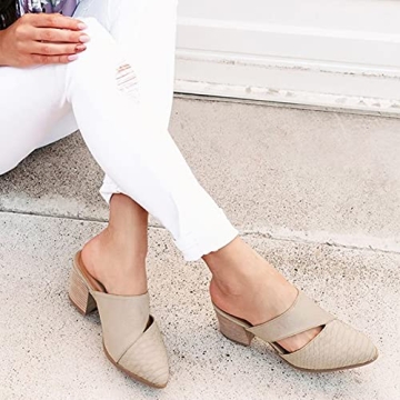 Syktkmx Women's Comfortable Chunky Heeled Mules Shoes