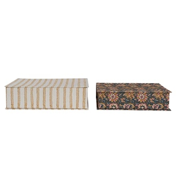 Creative Co-Op Fabric Covered Storage Designs, Set of 2 Sizes, 2 Patterns Box, Multi