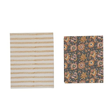 Creative Co-Op Fabric Covered Storage Designs, Set of 2 Sizes, 2 Patterns Box, Multi