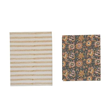 Creative Co-Op Fabric Covered Storage Designs, Set of 2 Sizes, 2 Patterns Box, Multi
