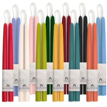 Bluecorn Beeswax 100% Pure Beeswax Taper Candles - Sustainable Yellow Candlesticks, Dripless and Unm...