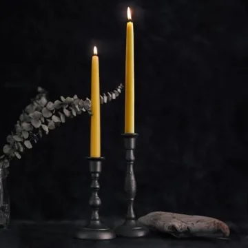 Elegant Bluecorn Beeswax Taper Candles - Unscented Natural Light