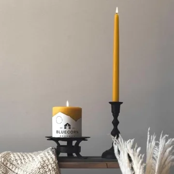 Elegant Bluecorn Beeswax Taper Candles - Unscented Natural Light