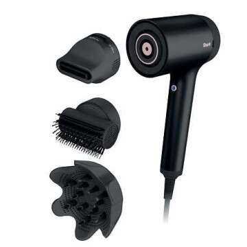 SHARK HyperAir IQ Hair Dryer Ultra-Fast Drying. No Heat Damage. Styles That Last. (Black), 4 Count (...