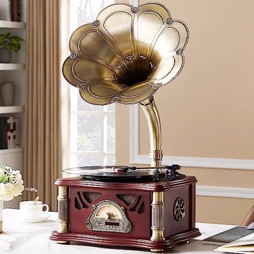 HZLSBL Vintage Gramophone - Bluetooth Enabled Retro Record Player