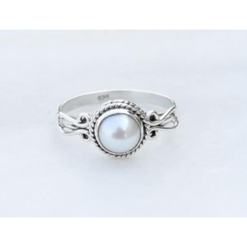Stunning Handmade Pearl Stone Ring in Sterling Silver
