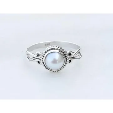 Stunning Handmade Pearl Stone Ring in Sterling Silver