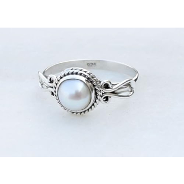 Stunning Handmade Pearl Stone Ring in Sterling Silver