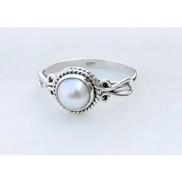 Stunning Handmade Pearl Stone Ring in Sterling Silver