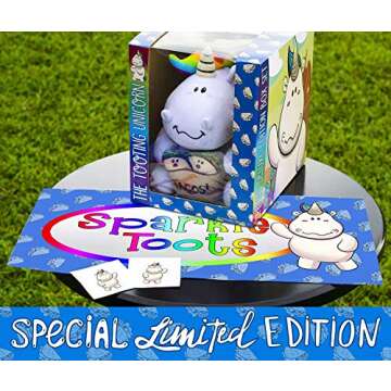 SPARKLE TOOTS - The Original Tooting Unicorn Plush - Special Deluxe Edition Box Set - Unique Gag Gift, Funny for All Ages