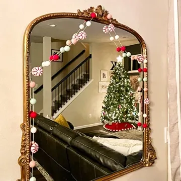 Christmas Garland Felt, Christmas Decor, Peppermint Garland Decor, Candy Garland, Felt Balls for Christmas Tree, Mantel, Kids Bedroom, Living Room, Nursery