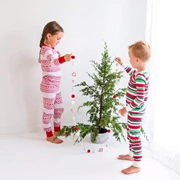 Christmas Garland Felt, Christmas Decor, Peppermint Garland Decor, Candy Garland, Felt Balls for Christmas Tree, Mantel, Kids Bedroom, Living Room, Nursery