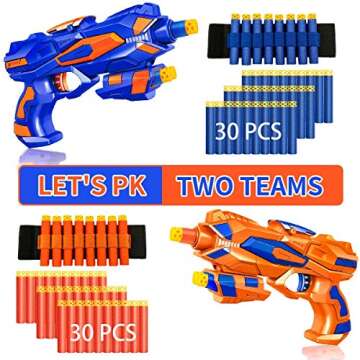 2 Pack Blaster Guns Boys Toy-with 60 Soft Foam Darts Bullets& 2 Wrist Bands- Valentine Gifts Hand Gu...