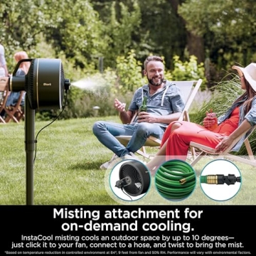 Shark FlexBreeze Pedestal & Tabletop, Indoor & Outdoor, Portable, Oscillating Fan with Remote, Quiet, Powerful, Corded & Cordless with InstaCool Misting Attachment, Dark Grey (Renewed)