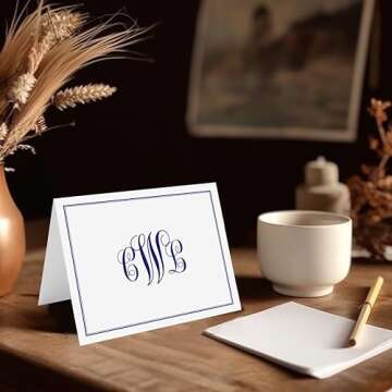 Elegant Classic Monogram Stationary Set | Custom Folded Note Cards