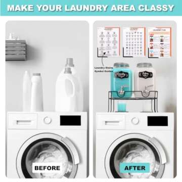 AMEY Liquid Laundry Detergent Dispenser - Two 1 Gallon Glass Laundry Containers for Soap, Fabric Softener- Decorative Laundry Room organization-22 Stickers-Stand-3 Wall Decals-Drip Mats-Spout-Silver