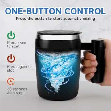 Self Stirring Mug,Rechargeable Auto Magnetic Stirring Coffee Cup,Black Stainless Steel Waterproof Au...