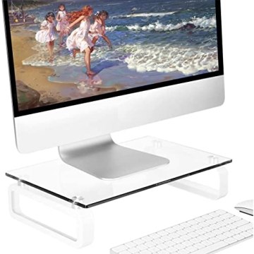 Elevate Workspace with Hemudu Clear Monitor Stand Riser