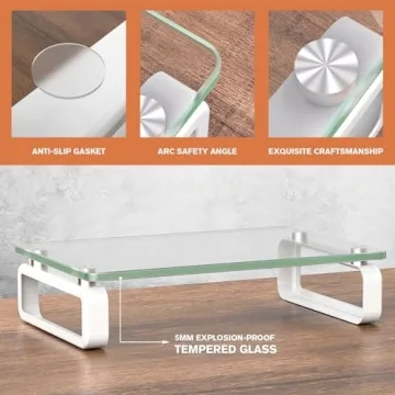Elevate Workspace with Hemudu Clear Monitor Stand Riser