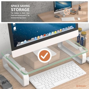 Elevate Workspace with Hemudu Clear Monitor Stand Riser