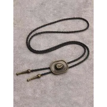 GelConnie Men's Bolo Ties Western Cowboy Wedding Tie Men Necklace Tie Vincent Vega Hat Bolo Tie for Men Gold Bolo Necklace