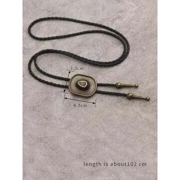 GelConnie Men's Bolo Ties Western Cowboy Wedding Tie Men Necklace Tie Vincent Vega Hat Bolo Tie for Men Gold Bolo Necklace