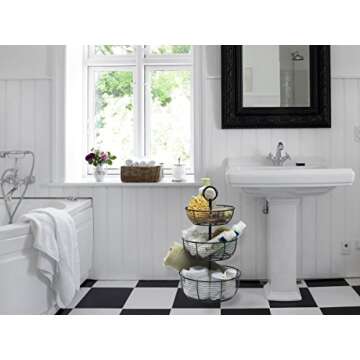 Gourmet Basics 3-Tier Metal Storage Basket - Antique Black