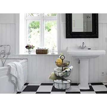 Gourmet Basics 3-Tier Metal Storage Basket - Antique Black