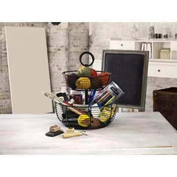 Gourmet Basics 3-Tier Metal Storage Basket - Antique Black