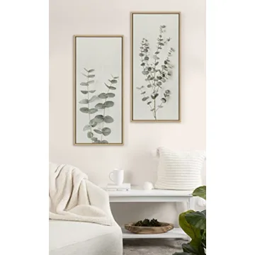 Kate and Laurel Eucalyptus Botanical Canvas Wall Art - 40x18