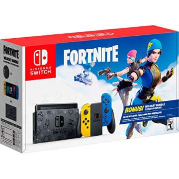Newest Nintendo Switch Fortnite Wildcat Special Edition with Yellow and Blue Joy-Con, Fortnite Game ...