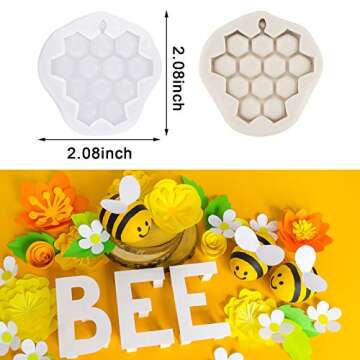 4 Pieces Silicone Honeycomb Molds for Chocolate, Honeycomb Fondant Mold for Kitchen Cake Cupcake Dec...