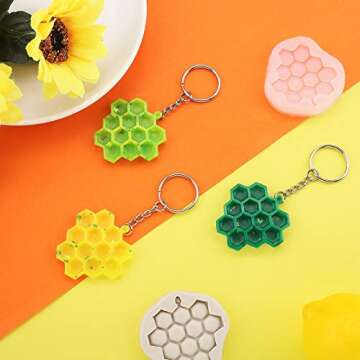 4 Pieces Silicone Honeycomb Molds for Chocolate, Honeycomb Fondant Mold for Kitchen Cake Cupcake Decorating Epoxy Resin Moulds for Christmas Candy Baking Cake Party Supplies