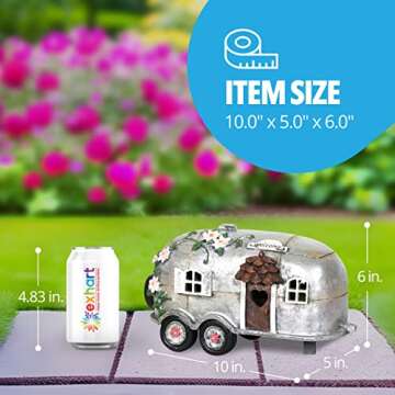Exhart Solar Vintage Camping Trailer Garden Statue