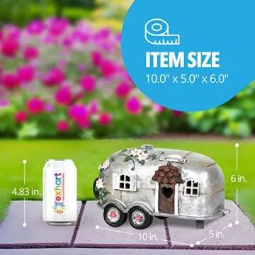 Exhart Solar Vintage Camping Trailer Garden Statue