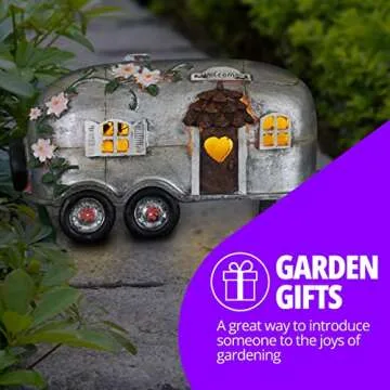 Exhart Solar Vintage Camping Trailer Garden Statue