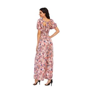 Love Welove Fashion Spring Jumpsuits for Women 2025 Floral Dressy Casual Loose Smocked Short Sleeve One Piece Romper Outfits