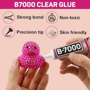 20100Pcs Hot Pink Rhinestones with Glue for Crafts