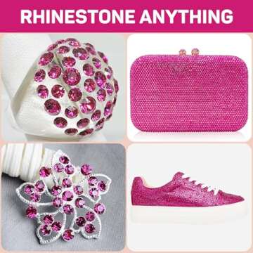 20100Pcs Hot Pink Rhinestones with Glue for Crafts