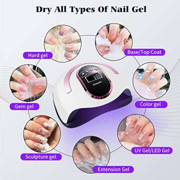 Etunsia Nail Lamp, Gel Nail Light 168W Nail Dryer for All Gel Nail Polish, LED Nail Lamp with 4 Timer Modes - Auto Sensor - Professional Curing - Large LCD Screen, Gel Light for Nails for Home & Salon