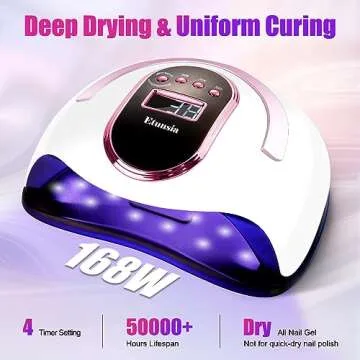 Etunsia Nail Lamp, Gel Nail Light 168W Nail Dryer for All Gel Nail Polish, LED Nail Lamp with 4 Timer Modes - Auto Sensor - Professional Curing - Large LCD Screen, Gel Light for Nails for Home & Salon
