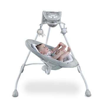 Ingenuity InLighten Baby Swing - Cool Mesh Fabric, Vibrations, Swivel Infant Seat, Nature Sounds, Li...