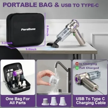 Powerful PeroBuno Handheld Car Vacuum for Versatile Cleaning